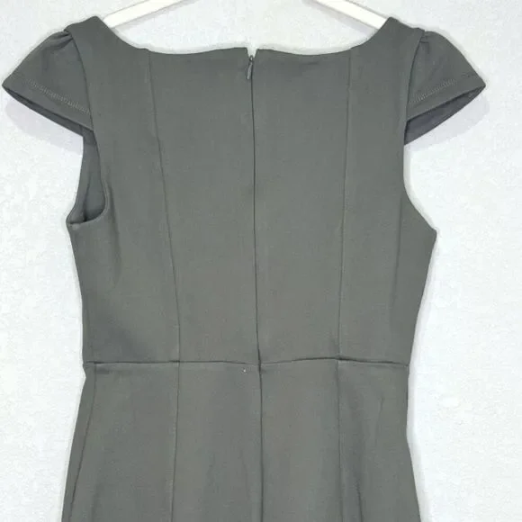 Anthropologie Cecily Dress XS Olive Green Button Front Fit Flare Midi Cap Sleeve - Picture 10 of 13